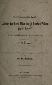 Cover of: Des Flavius Josephus Werk "Ueber das hohe Alter des jüdischen Volkes gegen Apion"