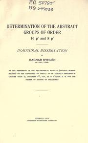 Cover of: Determination of the abstract groups of order 16 p[superscript 2] and 8 p[superscript 3]