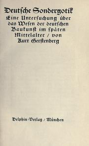 Cover of: Deutsche Sondergotik: eine Untersuchung über das Wesen der deutschen Baukunst in späten Mittelater