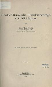 Cover of: Deutsch-russische Handelsverträge des Mittelalters by Leopold Karl Goetz
