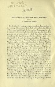 Cover of: Dialectical studies in West Virginia.