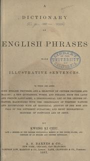 Cover of: A dictionary of English phrases with illustrative sentences