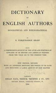 Cover of: A dictionary of English authors, biographical and bibliographical by R. Farquharson Sharp