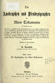 Cover of: Die Apokryphen und Pseudepigraphen des Alten Testaments by hrsg. von Emil Kautzsch.
