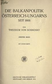 Cover of: Balkanpolitik Österreich-Ungarns seit 1866.