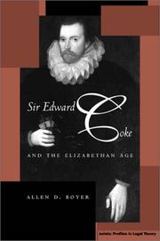 Cover of: Sir Edward Coke and the Elizabethan Age (Jurists: Profiles in Legal Theory)