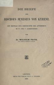 Cover of: Die Briefe des Synesius von Kyrene by Wilhelm Fritz