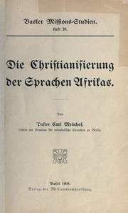 Cover of: Die Christianisierung der Sprachen Afrikas. by Meinhof, Carl