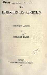 Cover of: Die Eumeniden des Aischylos. by Aeschylus