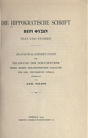 Cover of: hippokratische Schrift Peri physón: Text und Studien