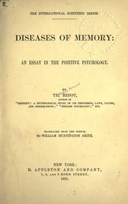 Cover of: Diseases of memory by Théodule Armand Ribot