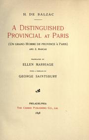 Cover of: A distinguished provincial at Paris and Z. Marcas by Honoré de Balzac, Honoré de Balzac