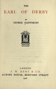 Cover of: The Earl of Derby by Saintsbury, George