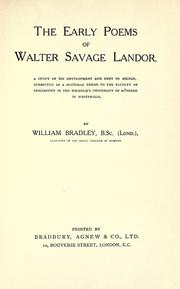 The early poems of Walter Savage Landor by Bradley, William