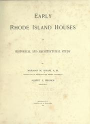 Cover of: Early Rhode Island houses: an historical and architectural study
