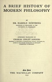 Cover of: A brief history of modern philosophy by Harald Høffding