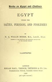 Cover of: Egypt under the Saïtes, Persians, and Ptolemies.
