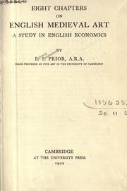 Cover of: Eight chapters on English medieval art: a study in English economies