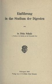 Cover of: Einführung in das Studium der Digesten.