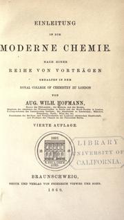 Cover of: Einleitung in die moderne chemie by August Wilhelm von Hofmann