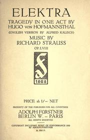Cover of: Elektra by Richard Strauss