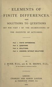 Cover of: Elements of finite differences by Burn, Joseph Sir