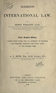 Cover of: Elements of international law by Henry Wheaton