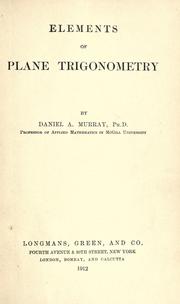 Cover of: Elements of plane trigonometry