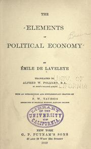 Cover of: The elements of political economy by Emile de Laveleye
