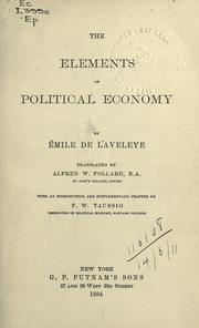 Cover of: The elements of political economy by Emile de Laveleye