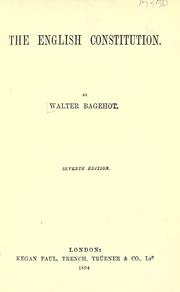 Cover of: The English Constitution by Walter Bagehot