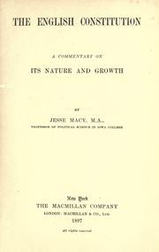 Cover of: English constitution: a commentary on its nature and growth.