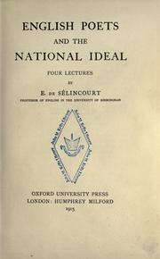 Cover of: English poets and the national ideal by Ernest De Selincourt