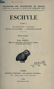 Cover of: Eschyle, texte établi par Paul Mazon. by Aeschylus