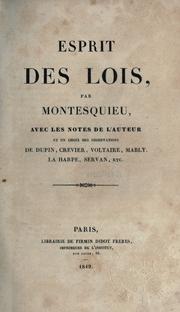 Cover of: Esprit des lois by Charles-Louis de Secondat baron de La Brède et de Montesquieu
