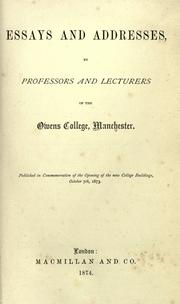Cover of: Essays and addresses by Owens College.