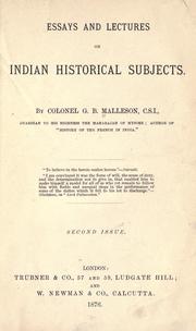 Cover of: Essays and lectures on Indian historical subjects