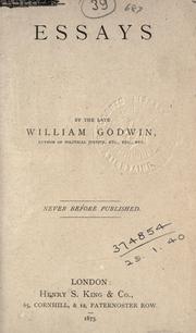Cover of: Essays by William Godwin