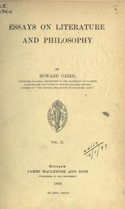 Essays on literature and philosophy by Edward Caird