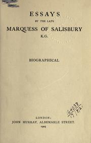 Cover of: Essays. by Salisbury, Robert Cecil marquess of