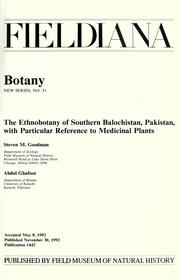 Cover of: The ethnobotany of southern Balochistan, Pakistan by Steven M. Goodman