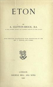 Cover of: Eton by Arthur Clutton-Brock