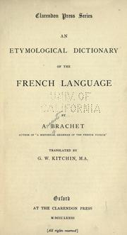 Cover of: An etymological dictionary of the French language
