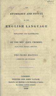 Cover of: Etymology and syntax of the English language.