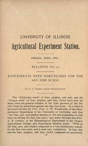 Cover of: Experiments with insecticides for the San Jose scale