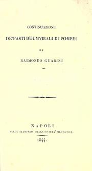 Cover of: Continuazione de'Fasti duumvirali di Pompei