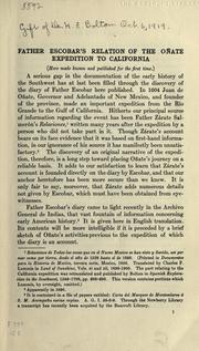Father Escobar's relation of the Oñate expedition to California by Herbert Eugene Bolton