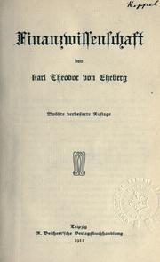 Finanzwissenschaft by Karl Theodor von Eheberg