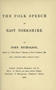 Cover of: The folk speech of East Yorkshire