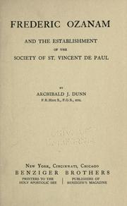 Cover of: Frederic Ozanam and the establishment of the Society of St. Vincent de Paul